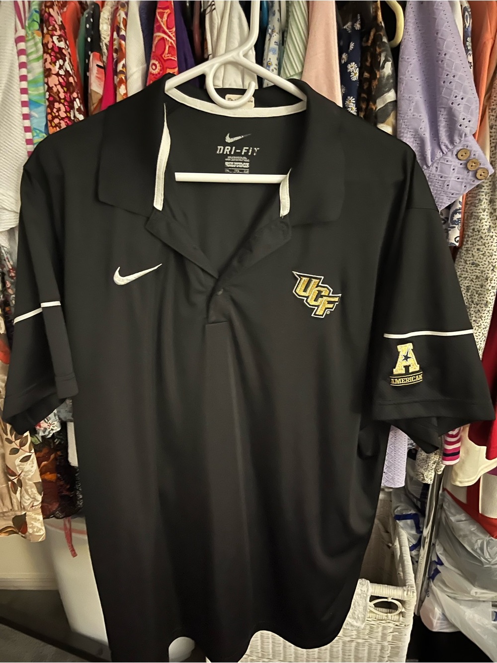 Nike Black Dri-FIT Athletic Polo with White Trim